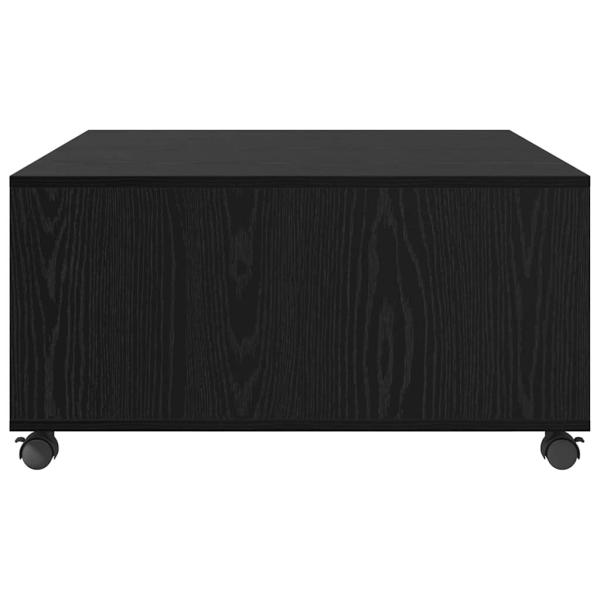 Couchtisch mit Rad Schwarze Eiche 75 x 75 x 38 cm Holzwerkstoff