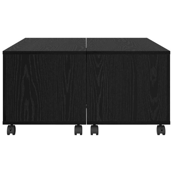 Couchtisch mit Rad Schwarze Eiche 75 x 75 x 38 cm Holzwerkstoff