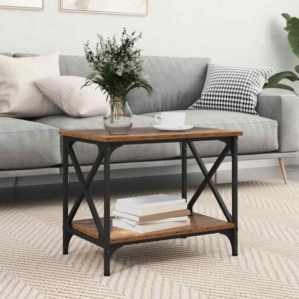 ARDEBO.de - Beistelltisch mit Regal Altholz 55 x 38 x 45 cm Holzwerkstoff