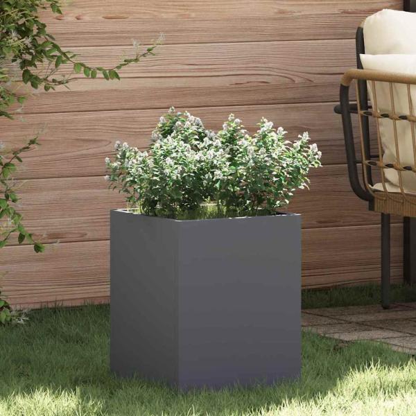 ARDEBO.de - Gartenblumentopf Anthrazit 50 x 32 x 40 cm Kaltgewalzter Stahl