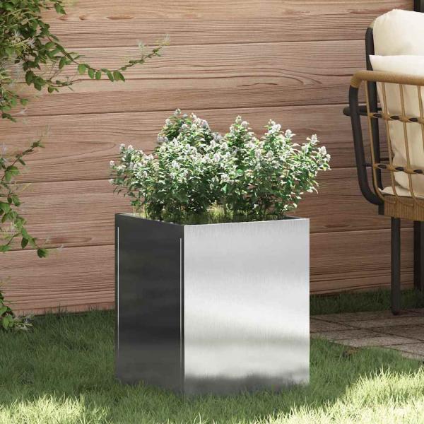 ARDEBO.de - Gartenblumentopf Silber 50 x 32 x 40 cm Edelstahl