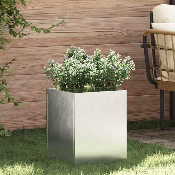 ARDEBO.de - Gartenblumentopf Silber 50 x 32 x 40 cm Galvanisierter Stahl