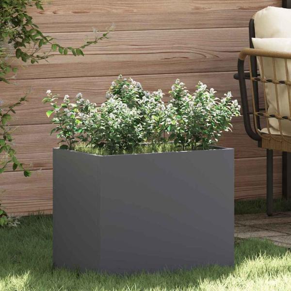 ARDEBO.de - Gartenblumentopf Anthrazit 50 x 32 x 40 cm Kaltgewalzter Stahl