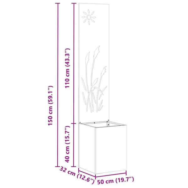 Blumentopf mit dekorativem Paneel Anthrazit 32 x 140 cm