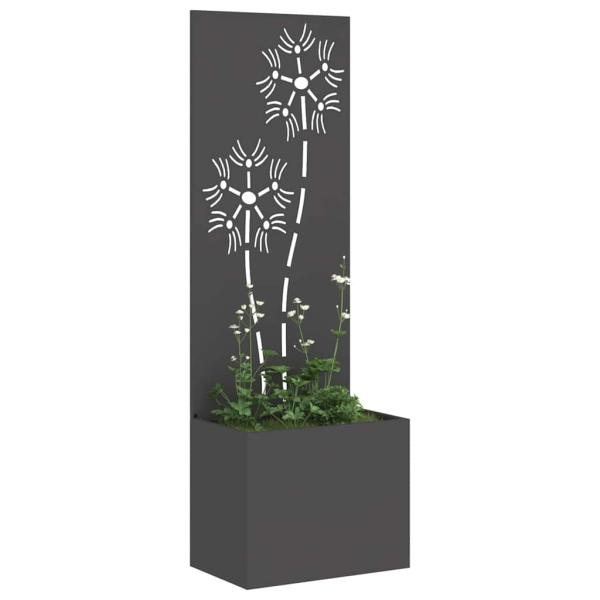 Blumentopf mit dekorativem Paneel Schwarz 50 x 140 cm