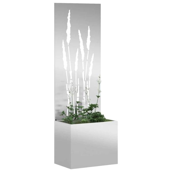 Blumentopf mit dekorativem Paneel Silber 50 x 140 cm