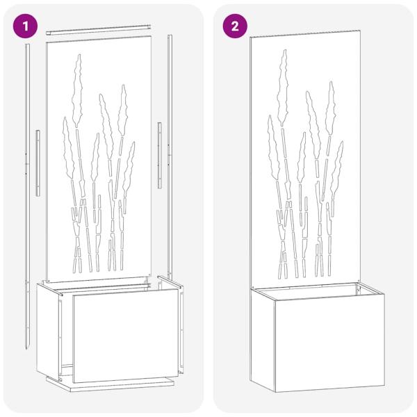 Blumentopf mit dekorativem Paneel Silber 50 x 140 cm