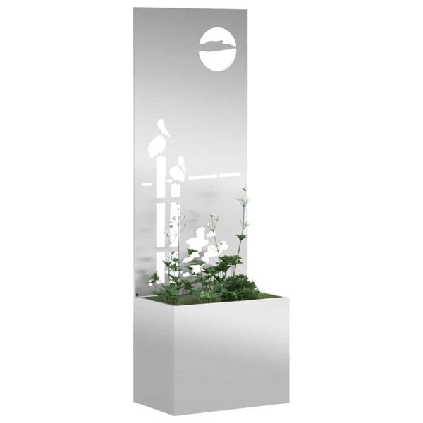 ARDEBO.de - Blumentopf mit dekorativem Paneel Silber 50 x 140 cm