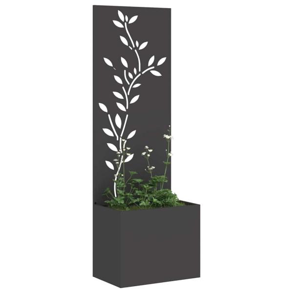 Blumentopf mit dekorativem Paneel Schwarz 50 x 140 cm