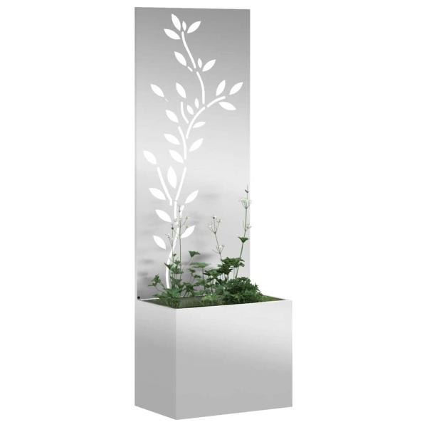 Blumentopf mit dekorativem Paneel Silber 50 x 140 cm