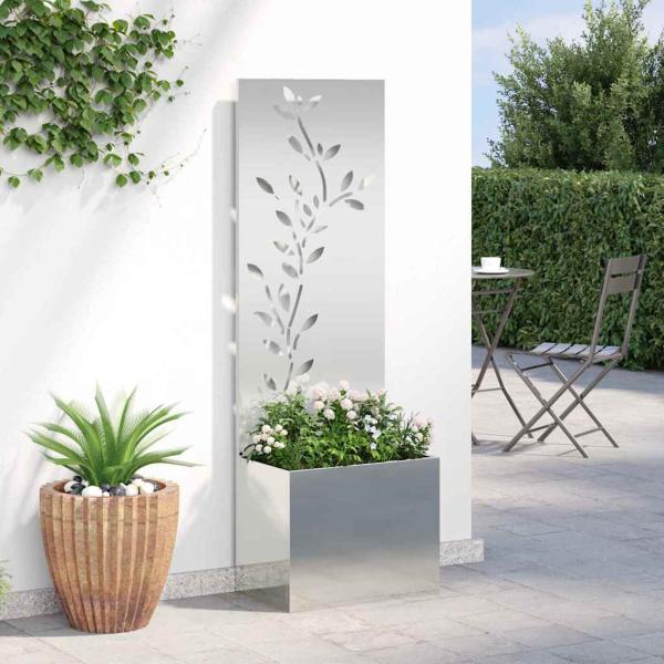 Blumentopf mit dekorativem Paneel Silber 50 x 140 cm