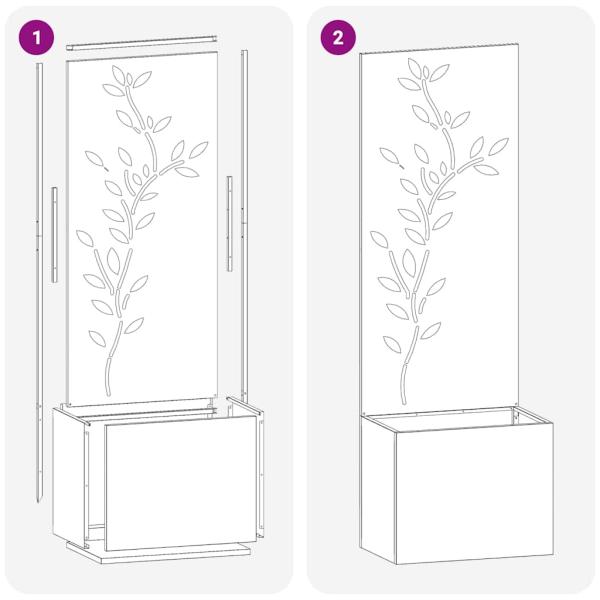 Blumentopf mit dekorativem Paneel Silber 50 x 140 cm