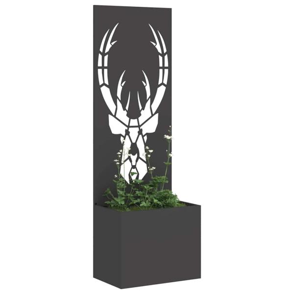 Blumentopf mit dekorativem Paneel Schwarz 50 x 140 cm