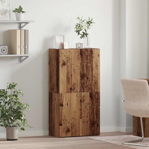 ARDEBO.de - Büroschrank mit Regal mit Speicher mit Tür Altholz 60 x 32 x 115 cm Holzwerkstoff