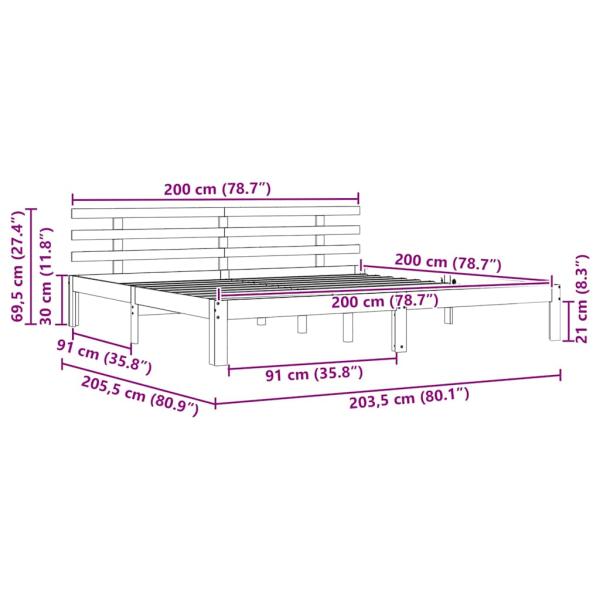 Bettgestell Wachsbrown 200x200 cm Massivholz Kiefer