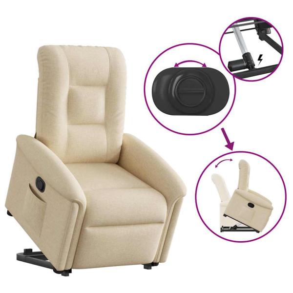 Relaxsessel mit Aufstehhilfe Creme Stoff