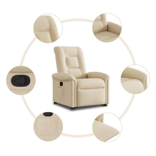 Relaxsessel mit Aufstehhilfe Creme Stoff