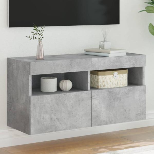 ARDEBO.de - TV-Wandschrank mit LED-Leuchten Betongrau 80x30x40 cm