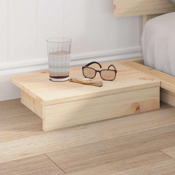 Bodenbettgestell mit Nachttischen 135x190cm Massivholz