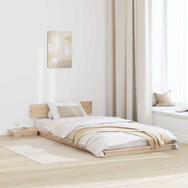 ARDEBO.de - Bodenbettrahmen mit Nachttischen 100x200cm Massivholz