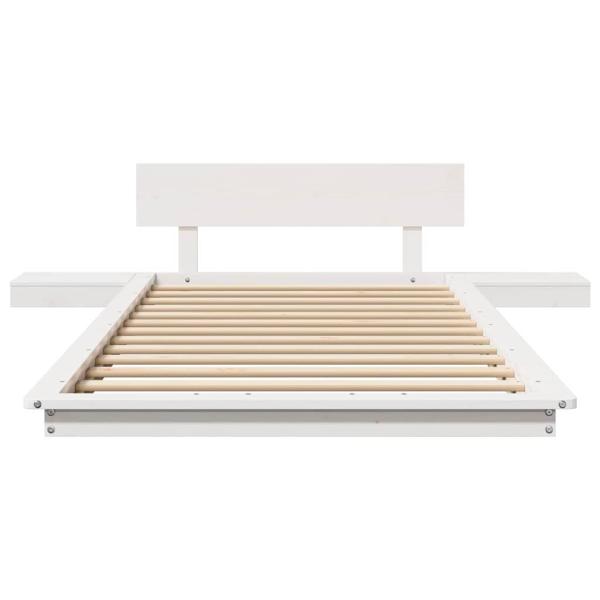 Weißes Bodenbettgestell mit Nachttischen 80x200cm Massivholz