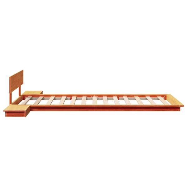 Fußbodenbettgestell mit Nachttischen Gewachst Braun 80x200cm Massivholz