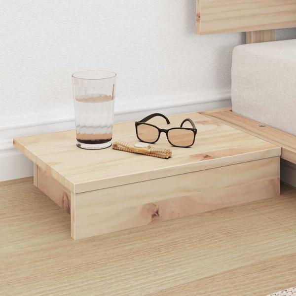 Bodenbettgestell mit Nachttischen 90x190cm Massivholz