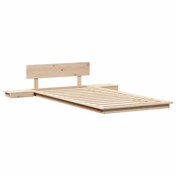 Bodenbettgestell mit Nachttischen 75x190cm Massivholz