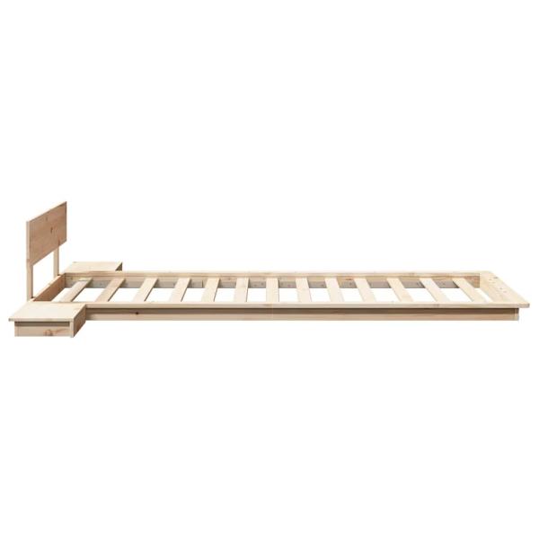 Bodenbettgestell mit Nachttischen 75x190cm Massivholz