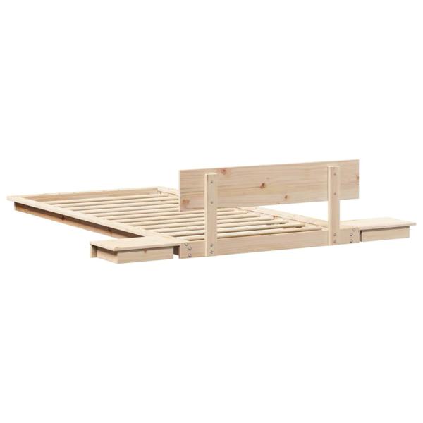 Bodenbettgestell mit Nachttischen 75x190cm Massivholz