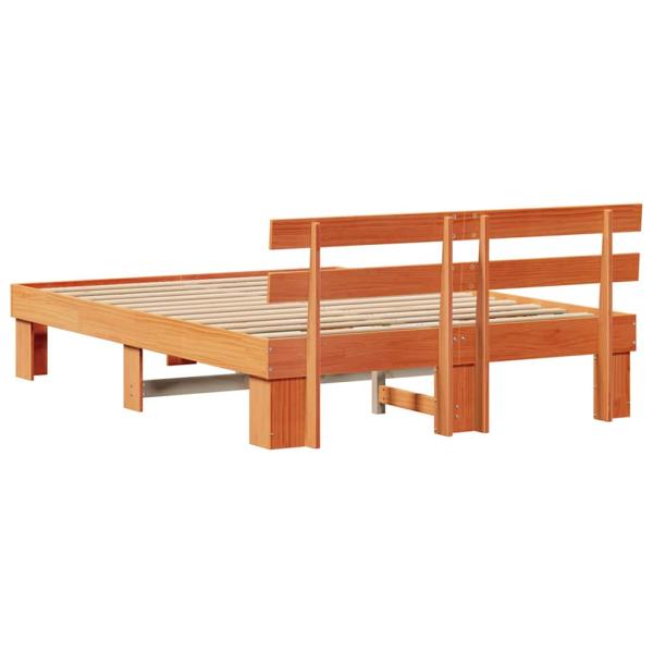 Bettgestell mit Kopfteil Wachsbrown 150x200 cm Massivholz Kiefer