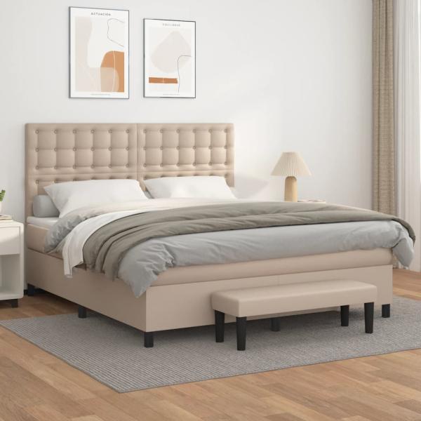 ARDEBO.de - Boxspringbett Matratze Cappuccino-Braun 160x200 cm Kunstleder