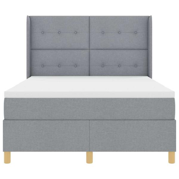 ARDEBO.de - Boxspringbett mit Matratze Hellgrau 140x190 cm Stoff