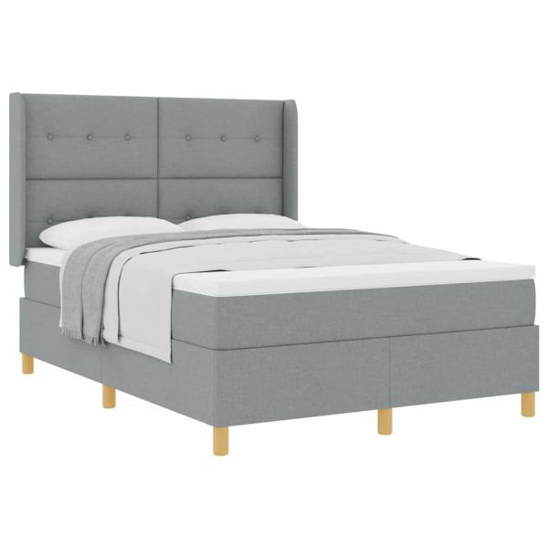 Boxspringbett mit Matratze Hellgrau 140x190 cm Stoff