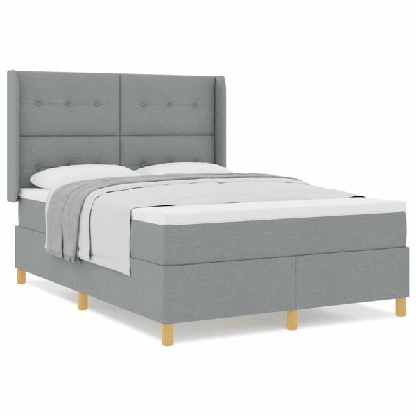 Boxspringbett mit Matratze Hellgrau 140x190 cm Stoff