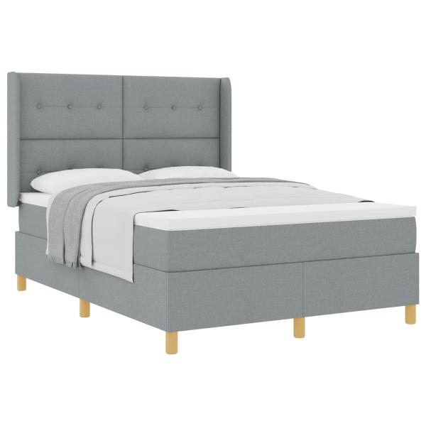 Boxspringbett mit Matratze Hellgrau 140x190 cm Stoff