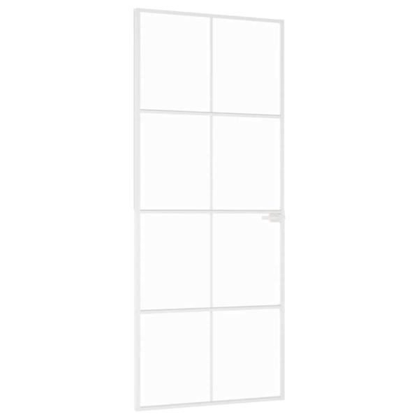 Innentür Weiß 83x201,5 cm Hartglas & Aluminium Schlank