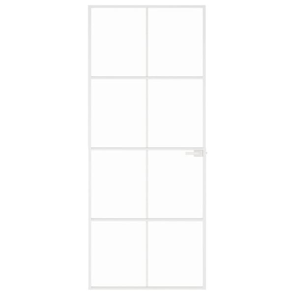 Innentür Weiß 83x201,5 cm Hartglas & Aluminium Schlank