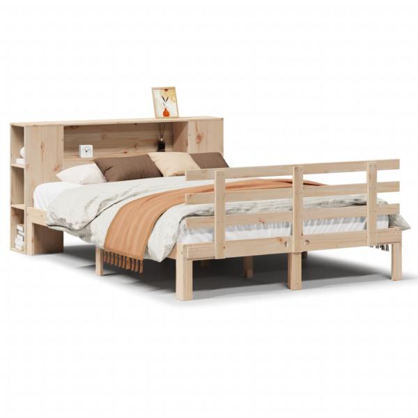 Massivholzbett mit Regal ohne Matratze 135x190 cm Kiefer