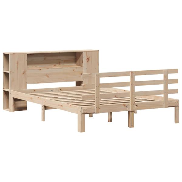 Massivholzbett mit Regal ohne Matratze 135x190 cm Kiefer