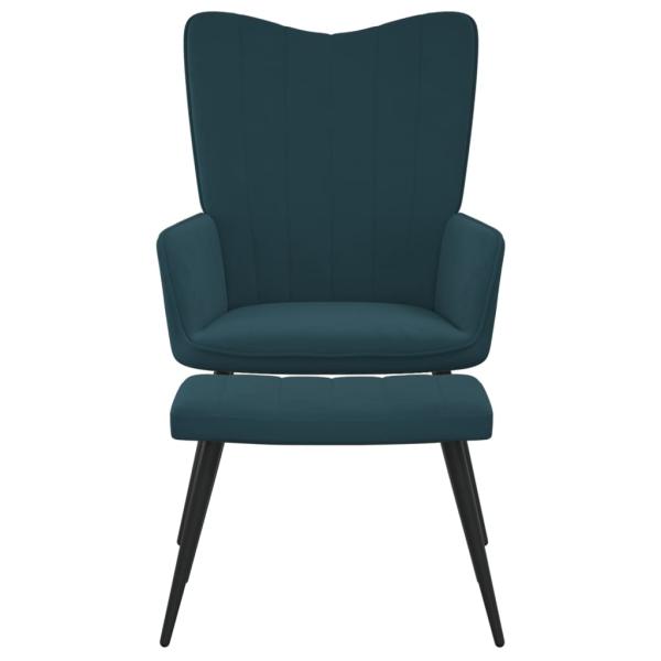 Relaxsessel mit Hocker Blau Samt