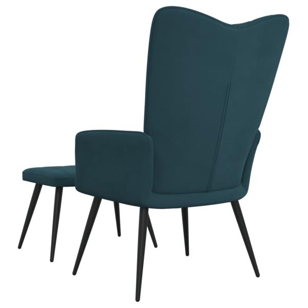 Relaxsessel mit Hocker Blau Samt