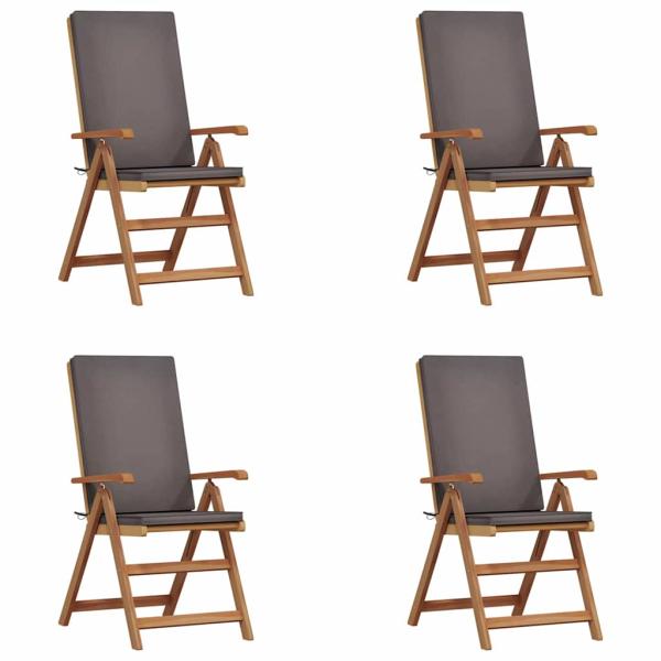 Garten-Liegestühle mit Kissen 4 Stk. Massivholz Teak