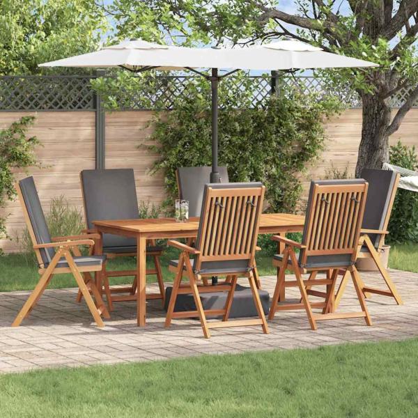 ARDEBO.de - Garten-Liegestühle mit Kissen 6 Stk. Massivholz Teak