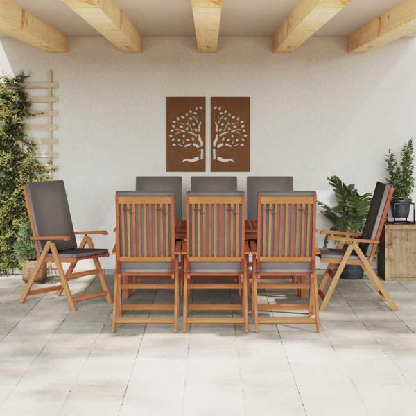 Garten-Liegestühle mit Kissen 8 Stk. Massivholz Teak