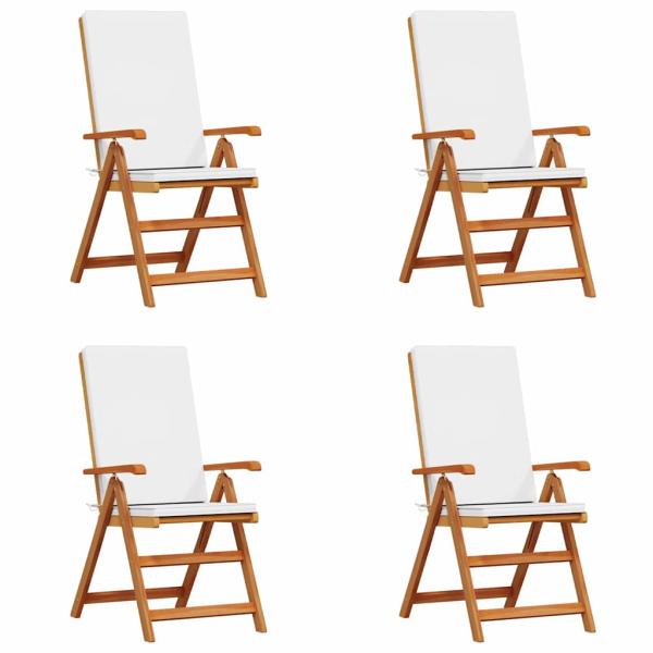 Garten-Liegestühle mit Kissen 4 Stk. Massivholz Teak