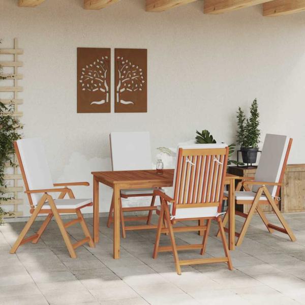 Garten-Liegestühle mit Kissen 4 Stk. Massivholz Teak