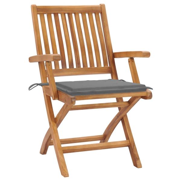 Klappbare Gartenstühle mit Kissen 4 Stk. Massivholz Teak
