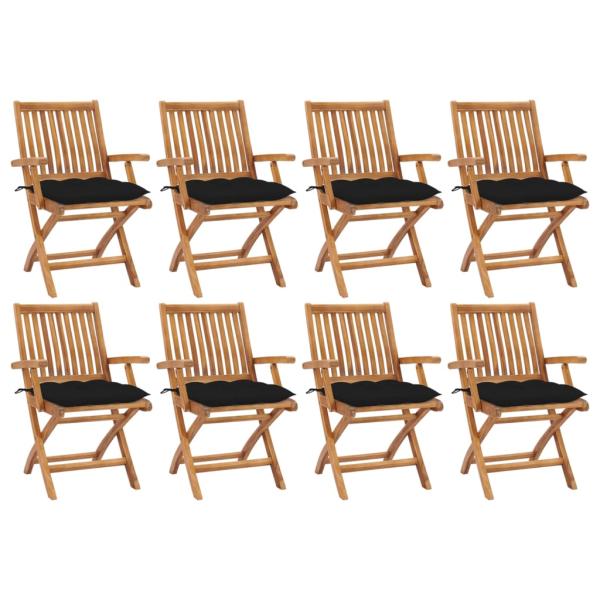 ARDEBO.de - Klappbare Gartenstühle mit Kissen 8 Stk. Massivholz Teak