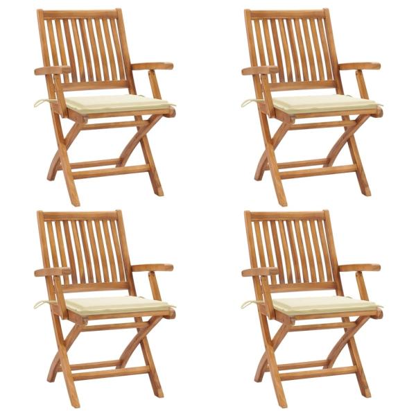 ARDEBO.de - Klappbare Gartenstühle mit Kissen 4 Stk. Massivholz Teak